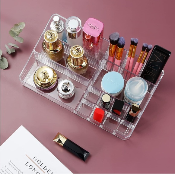 15 compartments Small Makeup Vanity Organizer, Clear Acrylic Cosmetic Display Ca - Picture 9 of 13